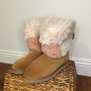 UGG Classic Short Patchwork Fluffy Boots Size 9
